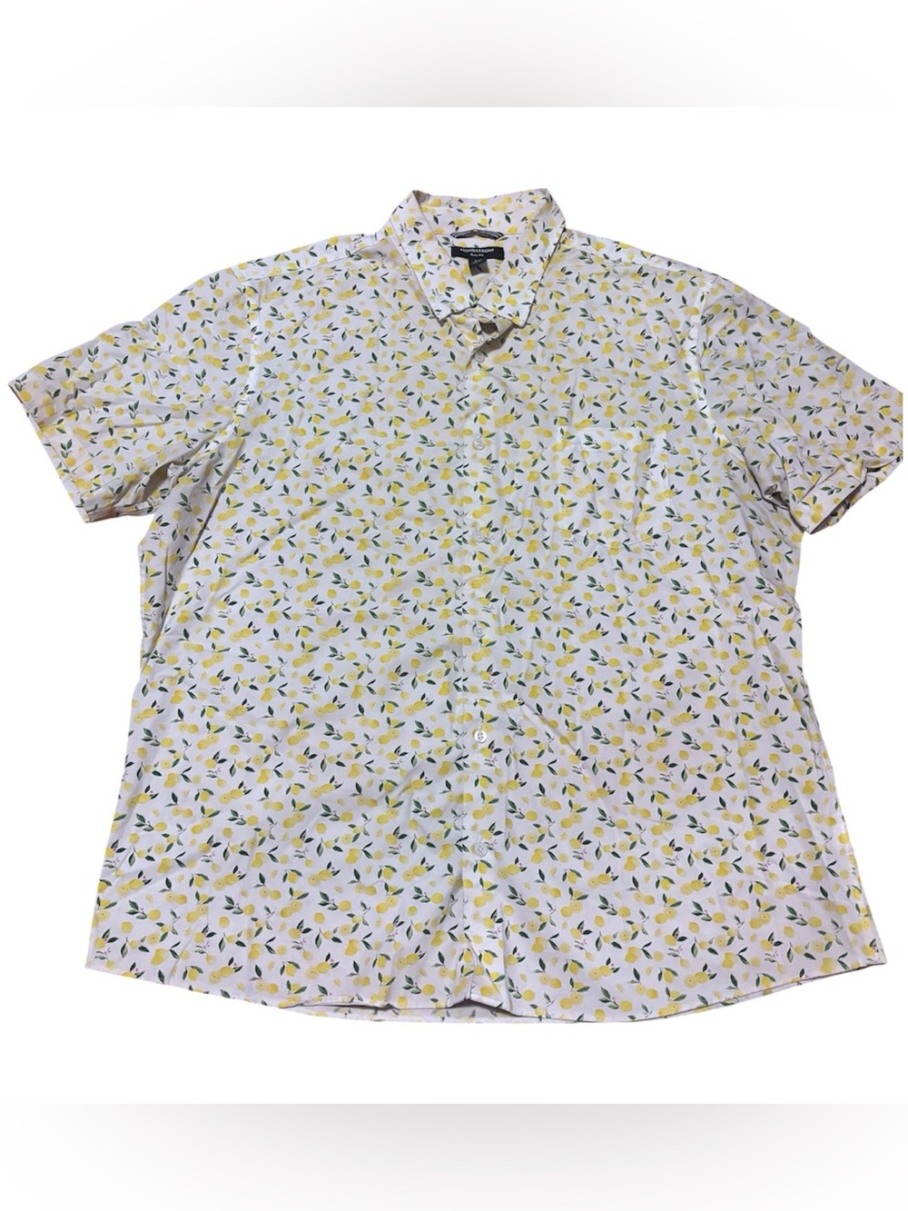 Nordstrom Lemon Print Shirt Button Up Trim Fit Size 2X
